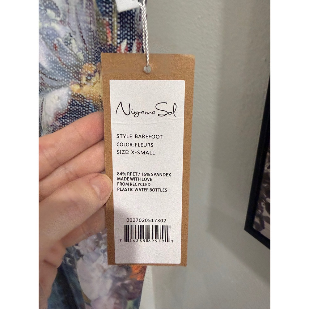 Niyama Sol Barefoot Leggings Fleurs Floral Blue High Waist XS New With Tags - Picture 3 of 4